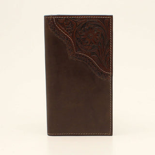 Nocona Men's Floral Embossed Rodeo Brown Leather Wallet