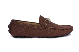 Men's Snake Print Driver Loafers - Brown