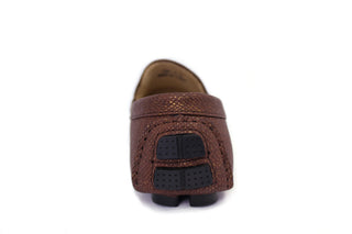 Men's Snake Print Driver Loafers - Brown