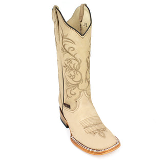 Bandoleros Square Toe Flower Embroidery Cowgirl Boots - Sand