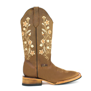 Bandoleros Square Toe Flower Cowgirl Boots