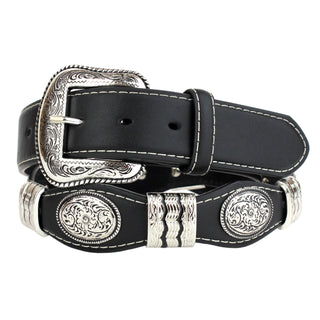 Scalloped Concho Western Belt - Black