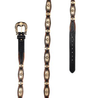 Star Scalloped Concho Western Belt - Black