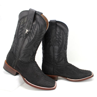 Ranchers Black Python Square Toe Cowboy Boots