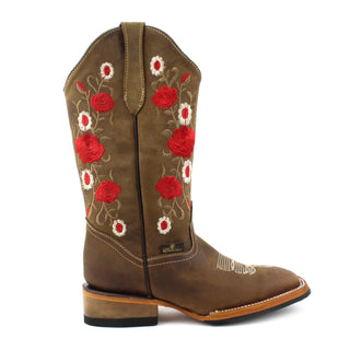 Bandoleros Rose Squared Toe Cowgirl Boots