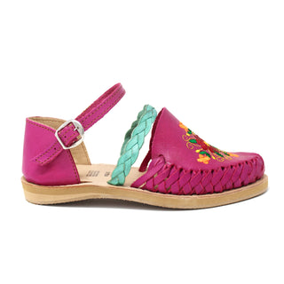 "Paloma" Women's Floral Huaraches - Dark Fuchsia