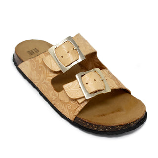 "Chloe" Women's Floral Strapped Sandal - Natural