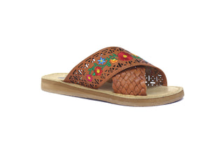 "Rosarita" Women's Flower Sandals - Honey