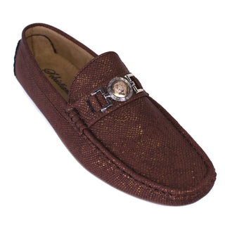 Men's Snake Print Driver Loafers - Brown