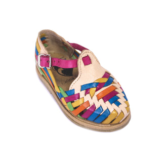 Multicolor and white kid's leather huarache