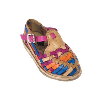 "Olivia" Girl's Colorful Huaraches - Honey / Multicolor