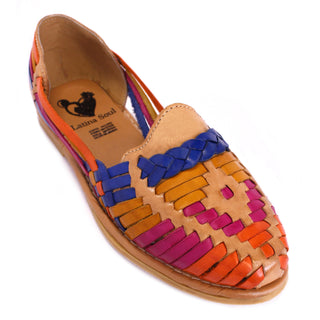 Classic leather woven honey and multicolor huarache