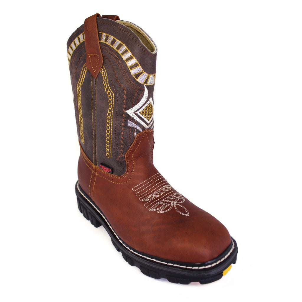 Men's Cowboy Style Work Boots Brown MexWest