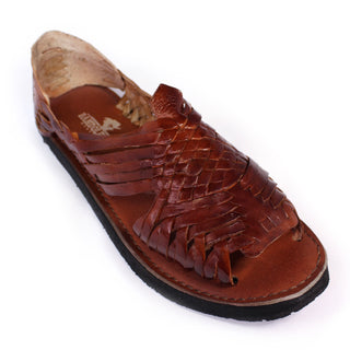 Classic leather woven chestnut colored Pachuco huarache