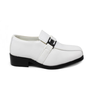 Infant Slip-on Dress Loafers w/ Side Buckle- White