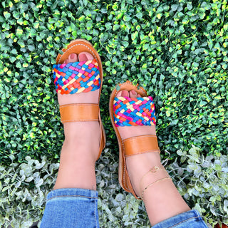 "Xiomara" Double Strap Sandals - Multicolor