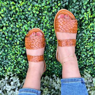 "Marina" Double Strap Leather Slides