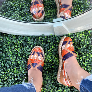 "Veronica" Women's Huaraches - Honey / Multicolor