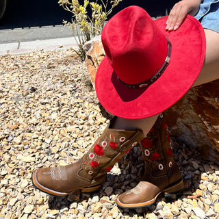 Bandoleros Rose Squared Toe Cowgirl Boots
