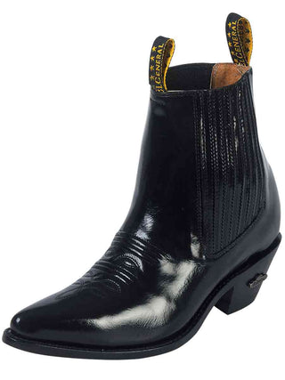 Ankle Cowboy Boot by El General - Black Chameleon