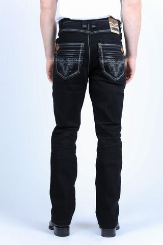 Platini Slim Bootcut Tripple Stitch Denim Jeans- Jet Black