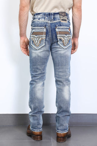 Platini Slim Bootcut Tripple Stitch Denim Jeans- Blue