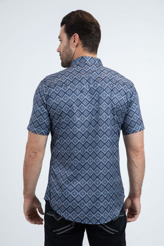 Mens "PERFORMANCE" Western Short Sleeve Shirt- Navy