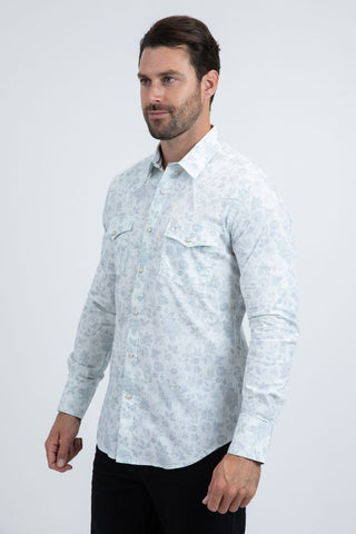 Men's Western Modern Fit Cotton/Spandex Long Sleeve Shirt with Snaps