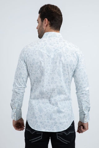 Platini Men's Western Modern Fit Shirt- White