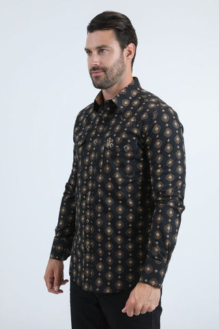 Men's Western Modern Fit Cotton/Spandex Long Sleeve Shirt with Snaps