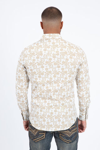 Platini Men's Western Modern Fit Shirt- White