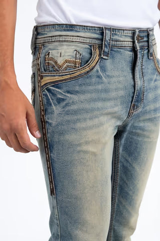 Platini Men's Holt Slim Bootcut Jeans with Triple Stitching