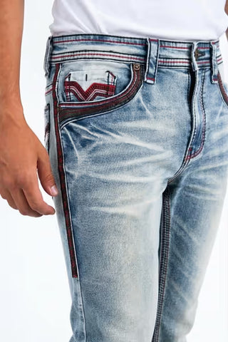 Platini Men's Holt Slim Bootcut Jeans with Studs