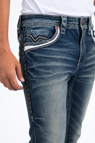 Platini Men's Holt Slim Bootcut Jeans with Studs