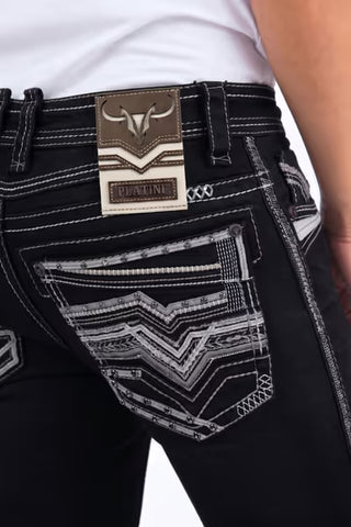 Platini Men's Holt Slim Bootcut Jeans with Rhinestones