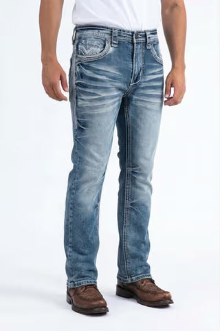 Platini Men's Holt Slim Bootcut Jeans with Rhinestones