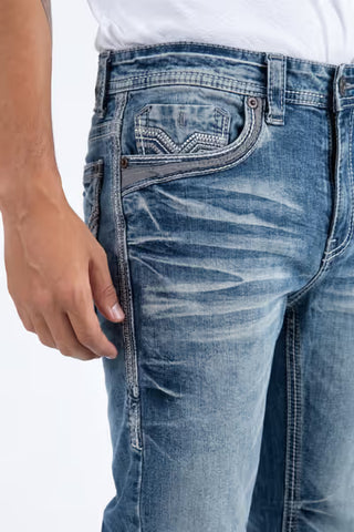 Platini Men's Holt Slim Bootcut Jeans with Rhinestones