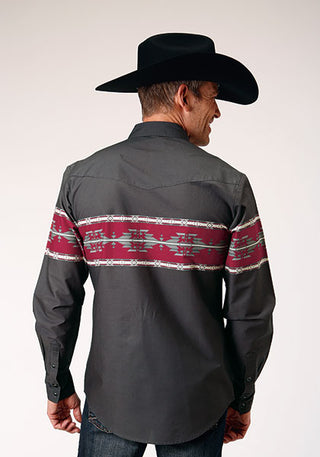 Roper Men's Vintage Southwestern Print Long Sleeve Snap Western Shirt