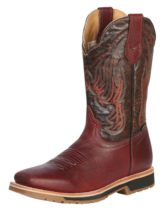 Establo Men’s Rodeo Boot - Bovine Grizzly Leather in Shedron  41541