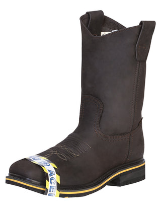 Establo Men’s Rodeo Boot - Crazy Leather Chocolate with Steel Toe  41545