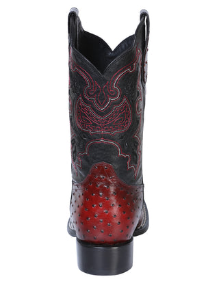 El General Rodeo Boot - Printed Avestruz Burgundy