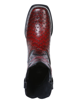 El General Rodeo Boot - Printed Avestruz Burgundy