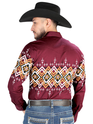 El General - Casual Long Sleeve Shirt - Burgundy