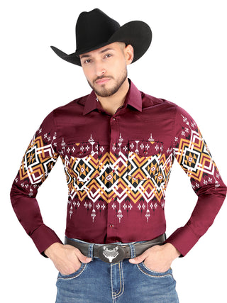 El General - Casual Long Sleeve Shirt - Burgundy