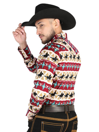 El General Black/Gold Casual Long-Sleeve Shirt  -  Burgandy