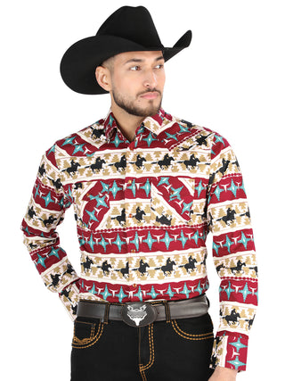 El General Black/Gold Casual Long-Sleeve Shirt  -  Burgandy