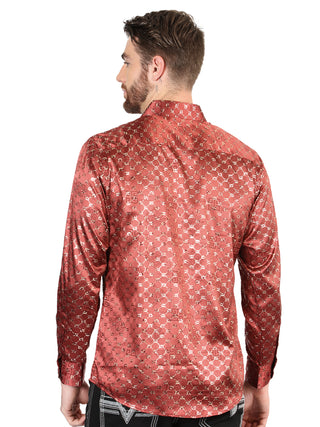 El General Burgundy/Gold Casual Long-Sleeve Shirt 44546