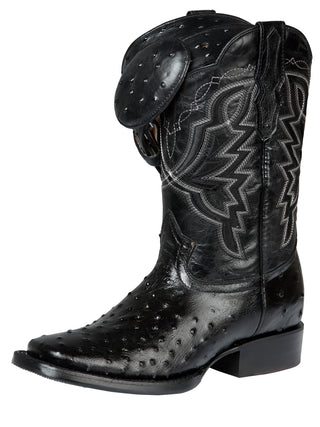 El General Rodeo - Printed Ostrich skin boot - Black