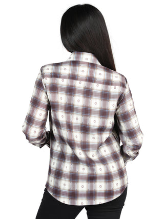 El General  -  Casual Long-Sleeve Shirt  - Beige/Burgundy