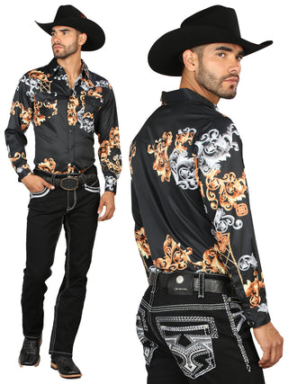 Centenario Men's Black Denim with White/Gray Embroidered Details